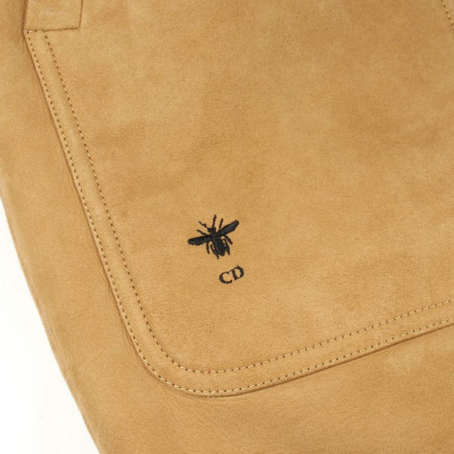 Christian Dior 蜜蜂刺繡雙面披肩 其他夾克 248C85AL815 皮革 米色 白色 黑色 二手 女款-12
