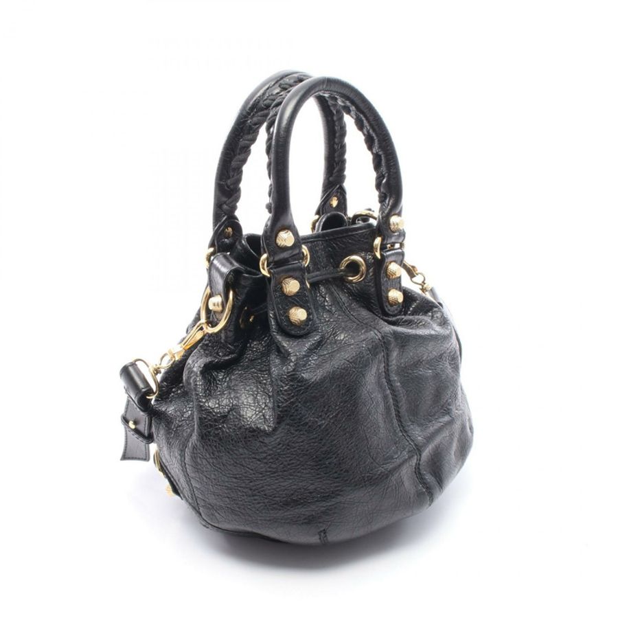 BALENCIAGA Giant mini pompon 2WAY 肩背手提包 285439 黑色皮革 二手-1
