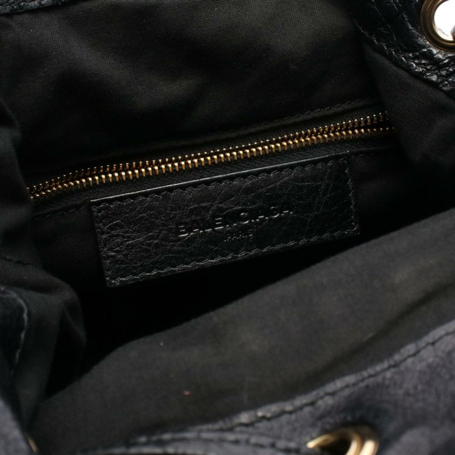 BALENCIAGA Giant mini pompon 2WAY 肩背手提包 285439 黑色皮革 二手-3