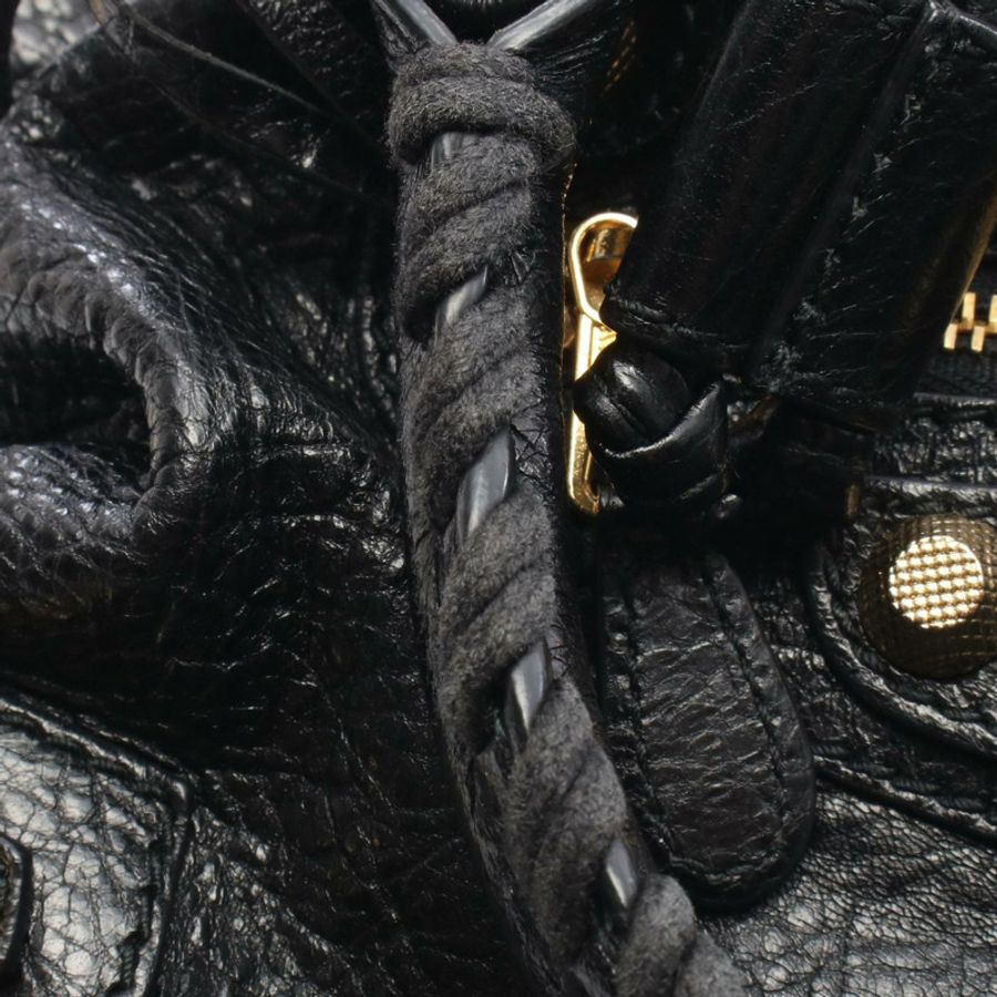 BALENCIAGA Giant mini pompon 2WAY 肩背手提包 285439 黑色皮革 二手-4