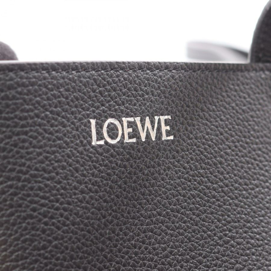 LOEWE Puzzlefold 橫款中型單肩托特包,黑色真皮,全新女士款-3