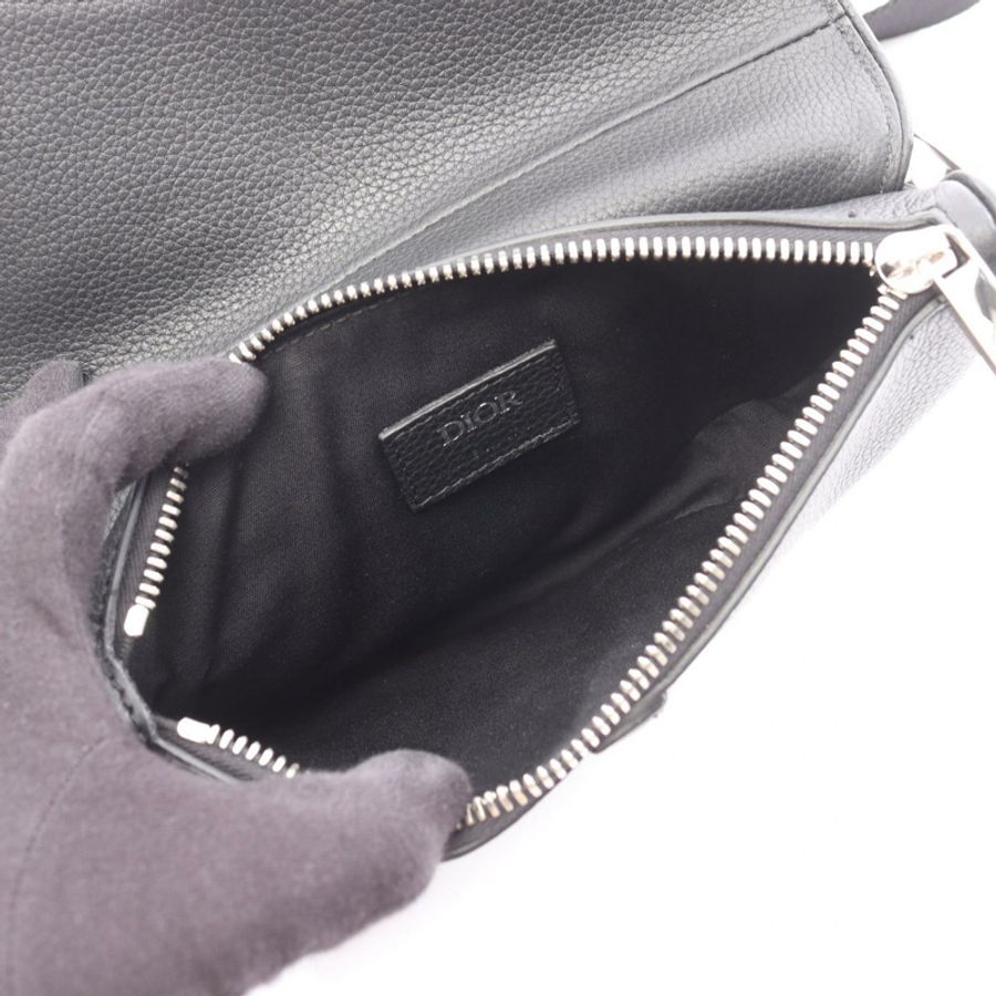 Christian Dior 馬鞍形單肩斜背包,黑色真皮,二手,男女通用-2