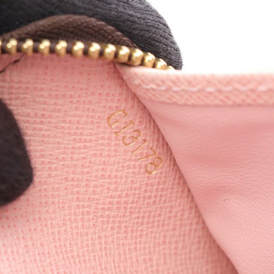 LOUIS VUITTON 拉鍊皮夾 長皮夾 N60046 Damier Ebene 玫瑰色 balerine-4