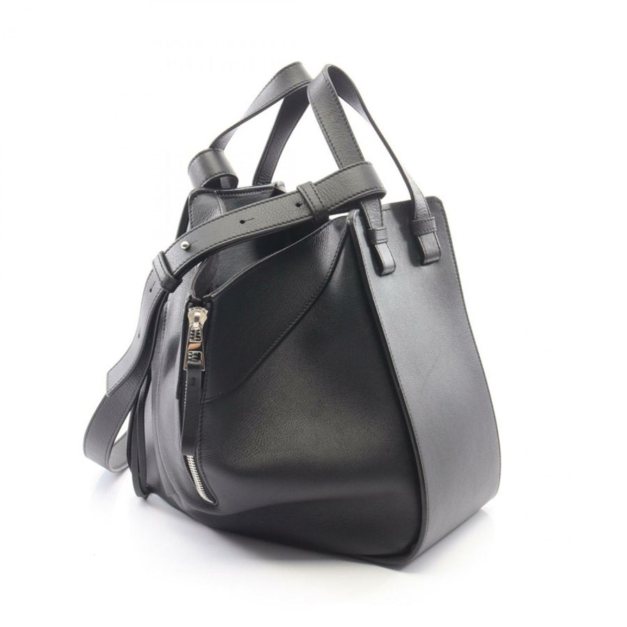LOEWE HAMMOCK SMALL 單肩手提包 387.30.S35 黑色皮革 二手 女士-1