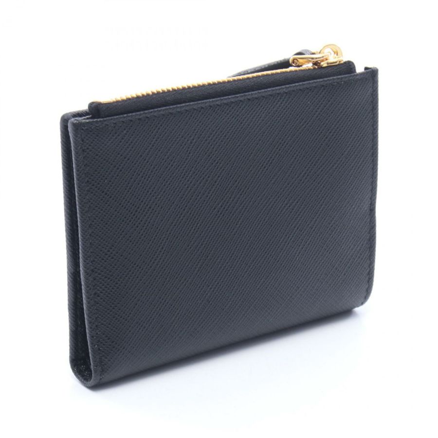 PRADA SAFFIANO TRIANG 雙折皮夾 1ML050QHHF0002 Saffiano 皮革 黑色 全新 女士-1