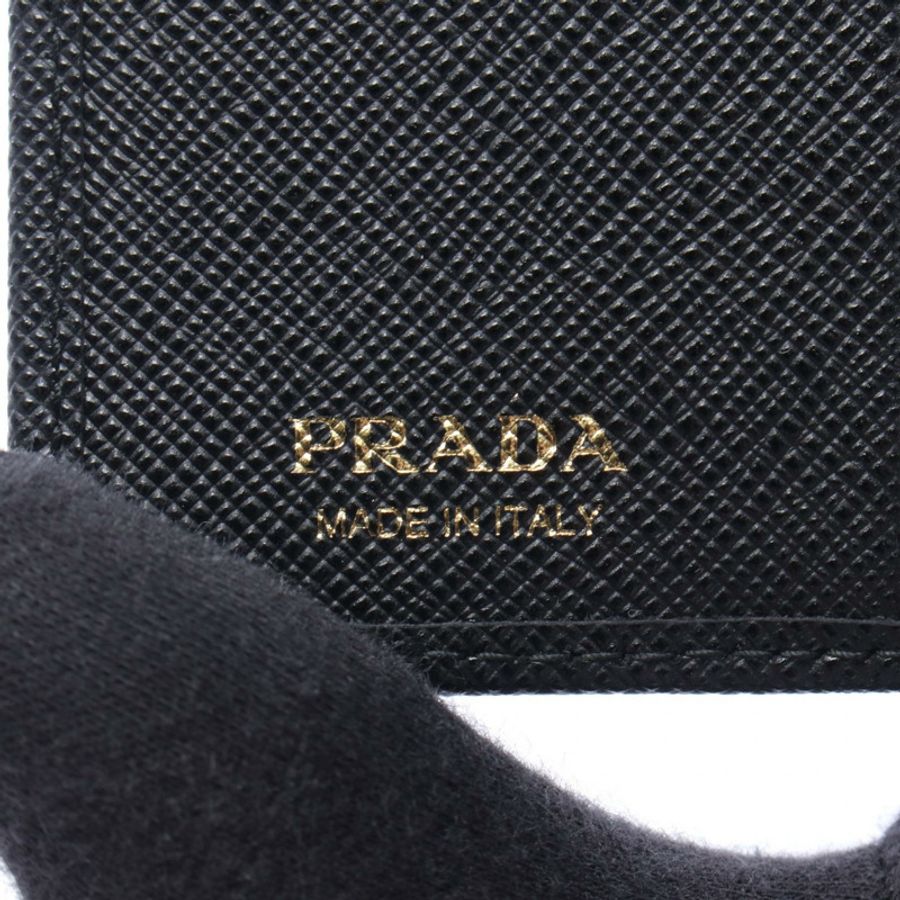 PRADA SAFFIANO TRIANG 雙折皮夾 1ML050QHHF0002 Saffiano 皮革 黑色 全新 女士-4
