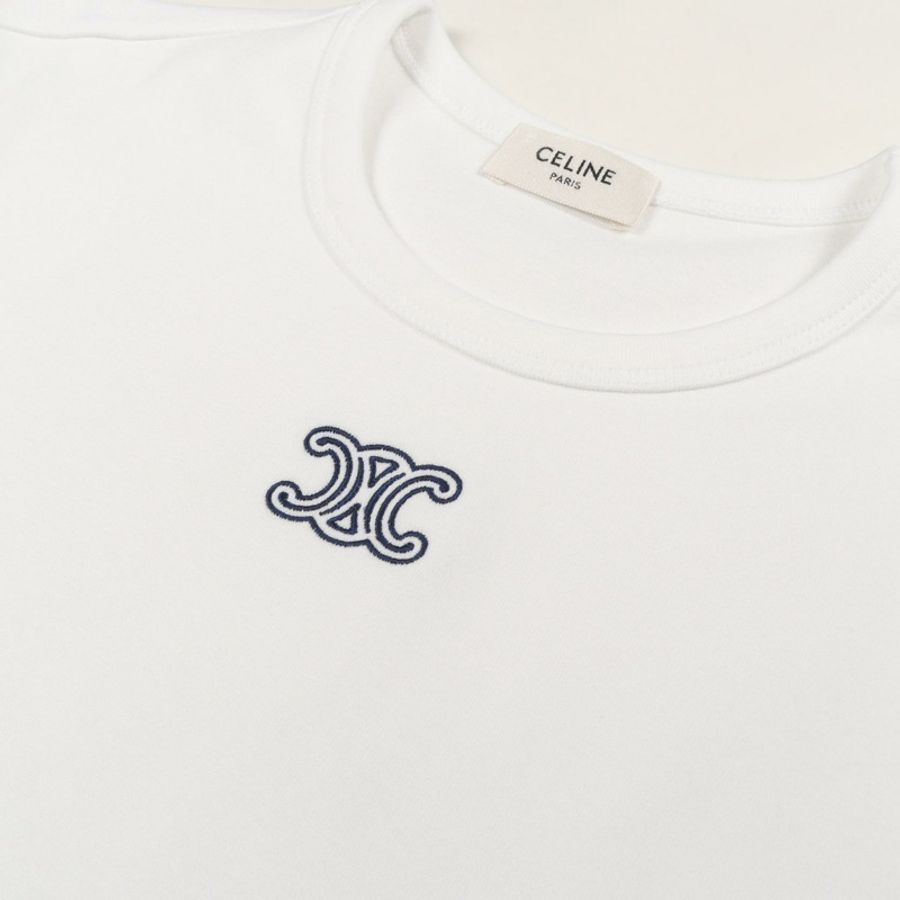 CELINE Triomphe 短袖T卹 RX0IX140701MAM 純棉 白色 #M 新款 女款-4