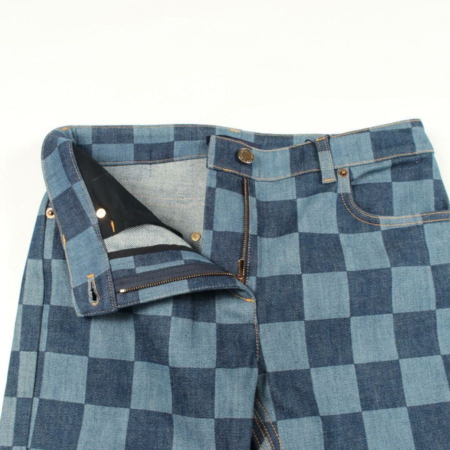 路易威登 Damier 牛仔褲 #36 FHPA080UY 棉質海軍藍二手女 LV-4
