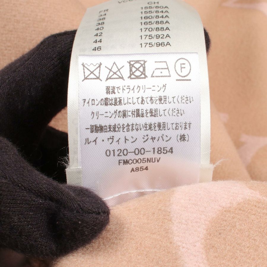 路易威登巨型Monogram連帽披肩外套,其他款式,羊毛材質,米色,二手女款-3
