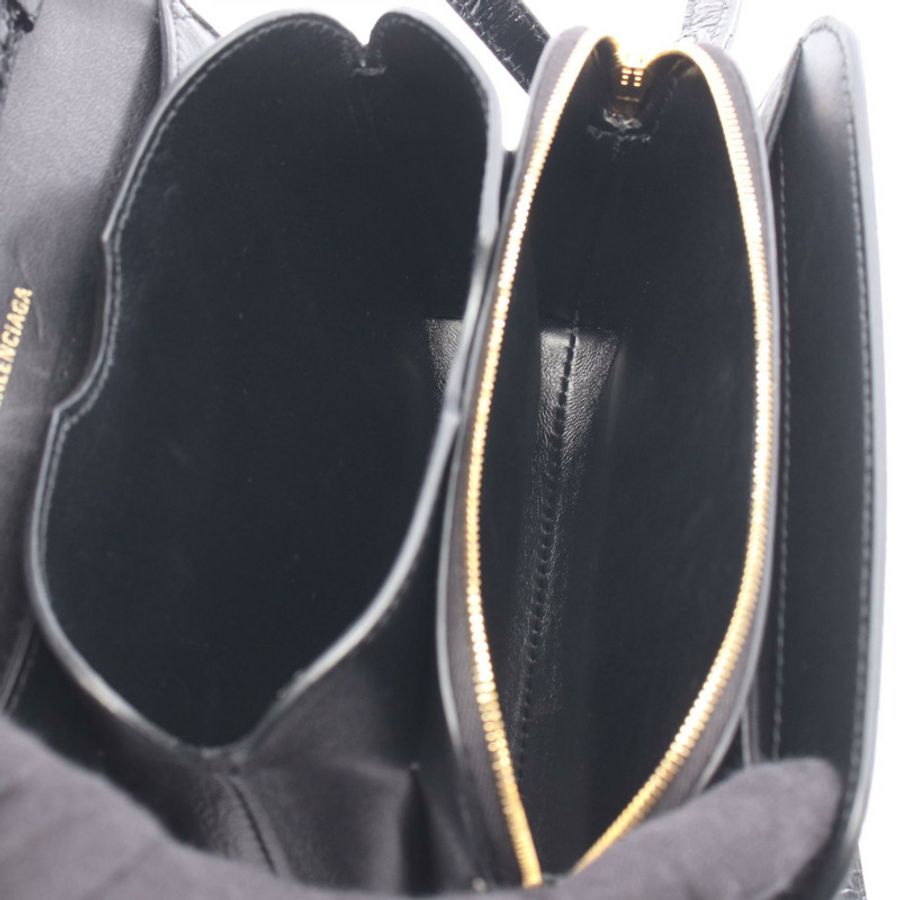 BALENCIAGA B-dot 鱷魚壓花單肩包 592898 黑色皮革 二手 女士-2