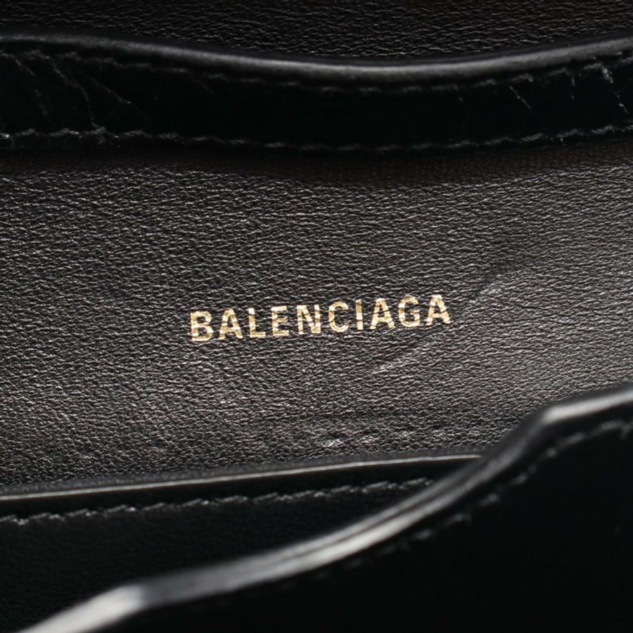 BALENCIAGA B-dot 鱷魚壓花單肩包 592898 黑色皮革 二手 女士-3