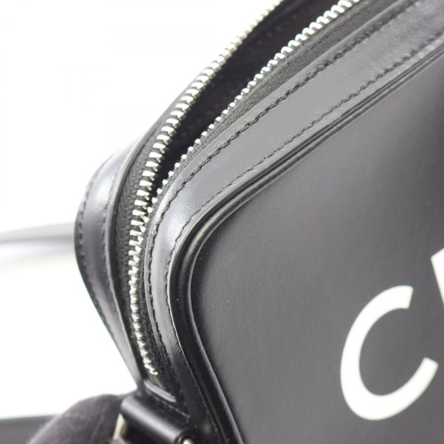 CELINE 中型 Logp 斜背包單肩包 194502CIM 黑色皮革 二手-5