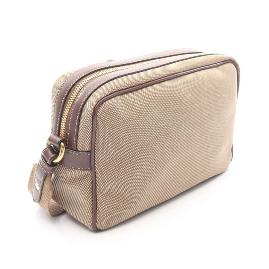PRADA LOGO JACQUARD 斜背肩背包 1BH089 帆布皮革 米色 二手-1