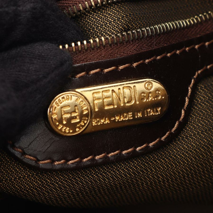 FENDI Zucca 手提包 15214 帆布皮革棕色 二手 女士-3