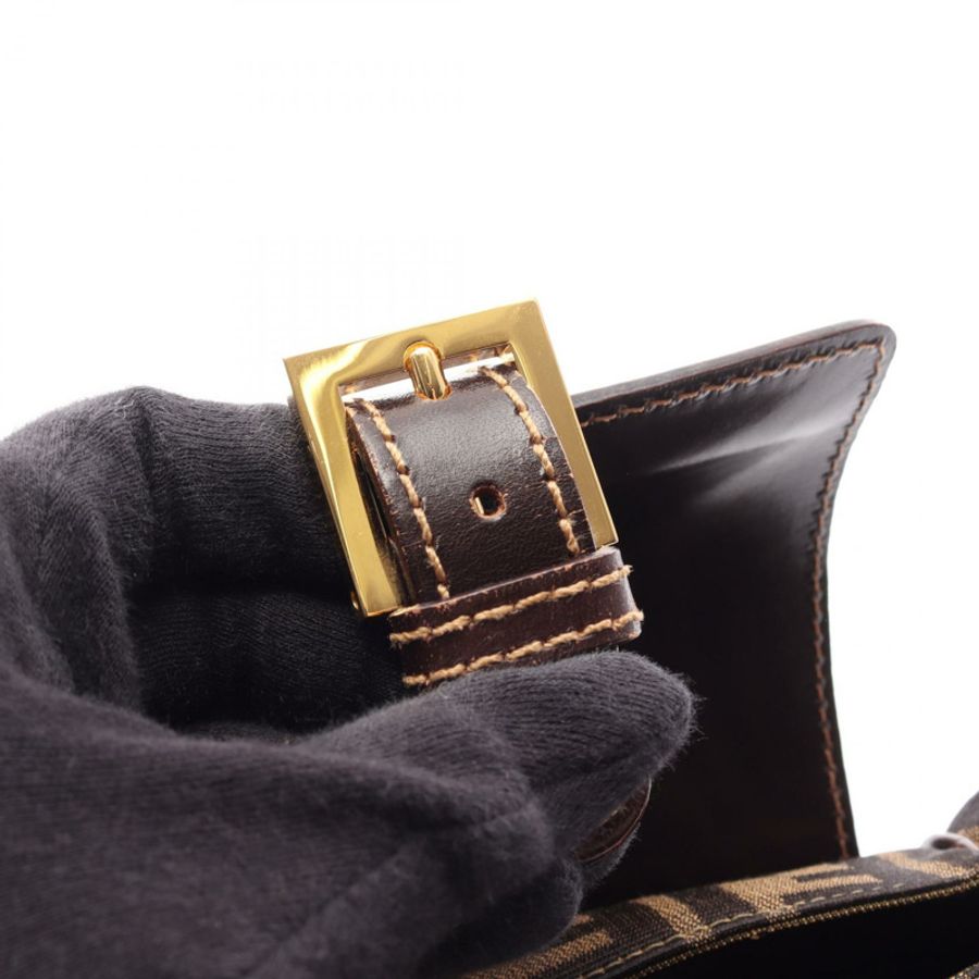 FENDI Zucca 手提包 15214 帆布皮革棕色 二手 女士-7