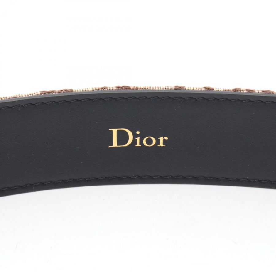 Dior Oblique 男士皮帶 4703OWYYEH45E105 帆布皮革 棕色 米色 黑色 全新-3