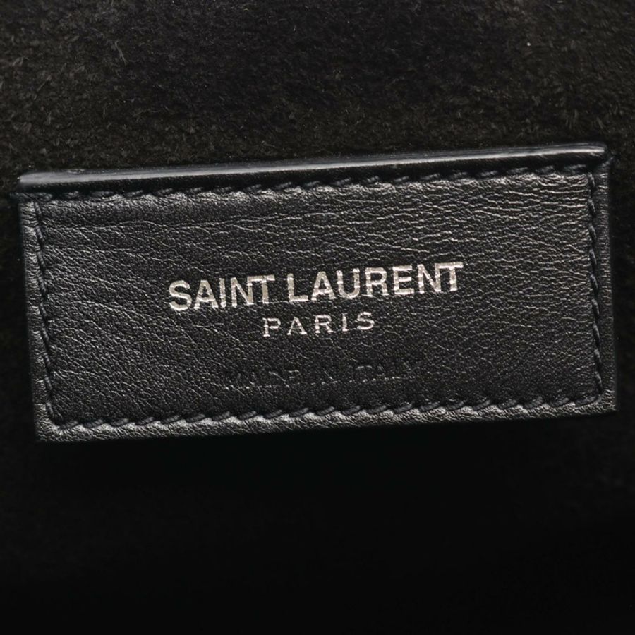 SAINT LAURENT PARIS 流蘇單肩斜背包 黑色麂皮 二手 女款-3