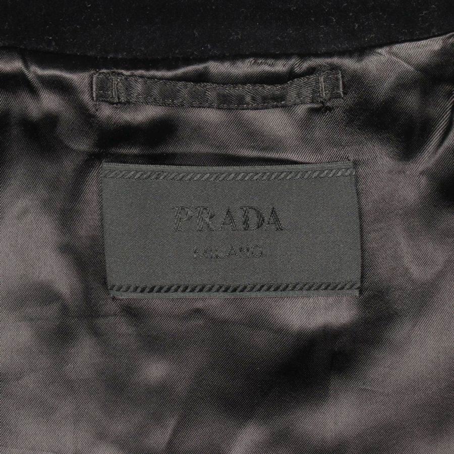 PRADA 天鵝絨飾邊拉鍊夾克 其他夾克 羊毛 黑色 二手 男士-2