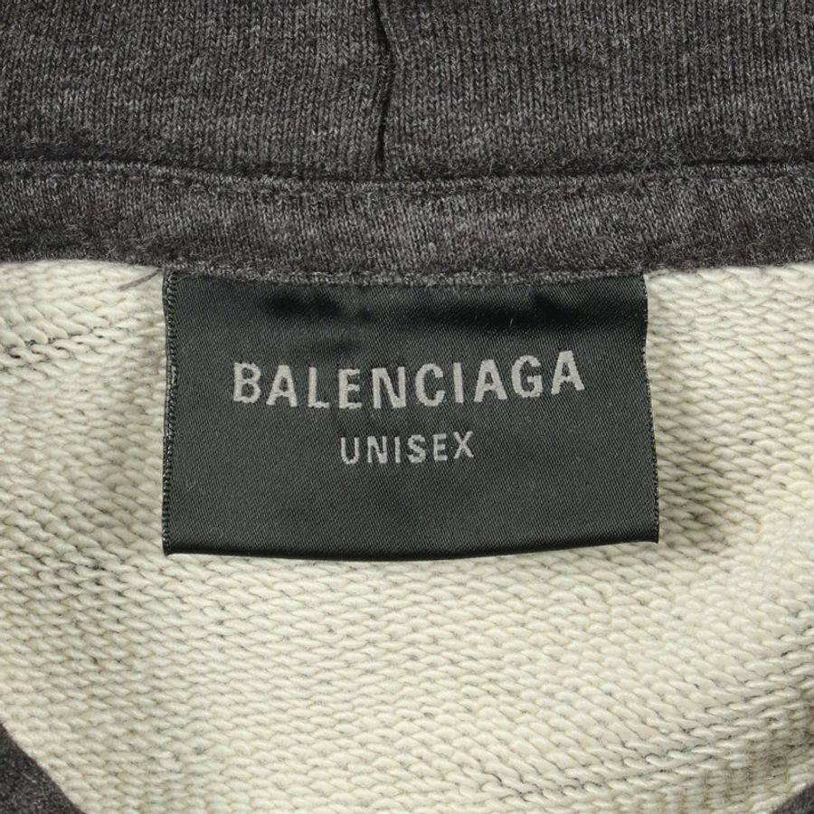 BALENCIAGA 破洞口袋連帽衫(做舊款)744190 棉 灰色 二手 男女通用-2