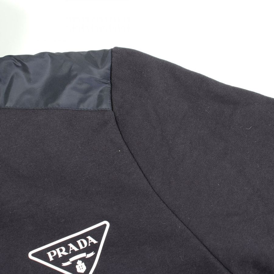 PRADA RE-NYLON Switching 連帽衫,長袖,棉尼龍混紡,海軍藍,二手,男款 M 碼-9