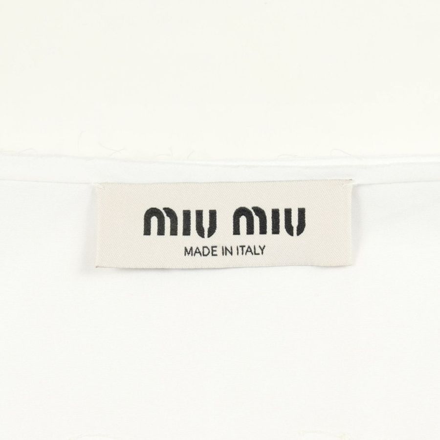 Miu Miu 露臍短襯衫/上衣,長袖,40支棉,白色,二手女裝-2