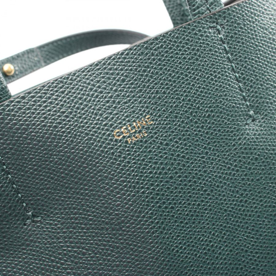 CELINE Vertical Small Cabas 手提斜背包 189813 皮革 綠色 二手-3