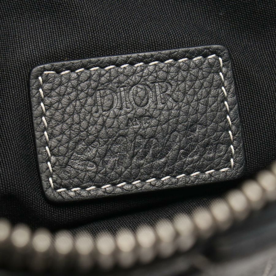 Christian Dior Kaws 馬鞍形腰包,黑色白色皮革,二手-3