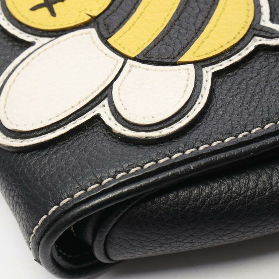 Christian Dior Kaws 馬鞍形腰包,黑色白色皮革,二手-4
