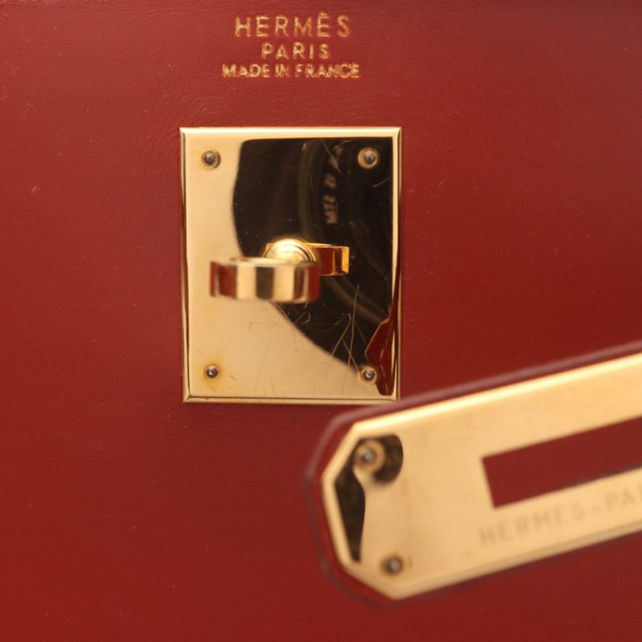 愛馬仕 Kelly 32 外側縫線肩包 A Box 小牛皮 Brique 二手-8