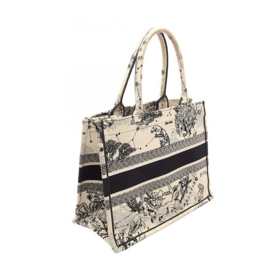 Dior BOOK TOTE 中型十二生肖手提包 帆布 米色 黑色 二手 女士 Logo-1