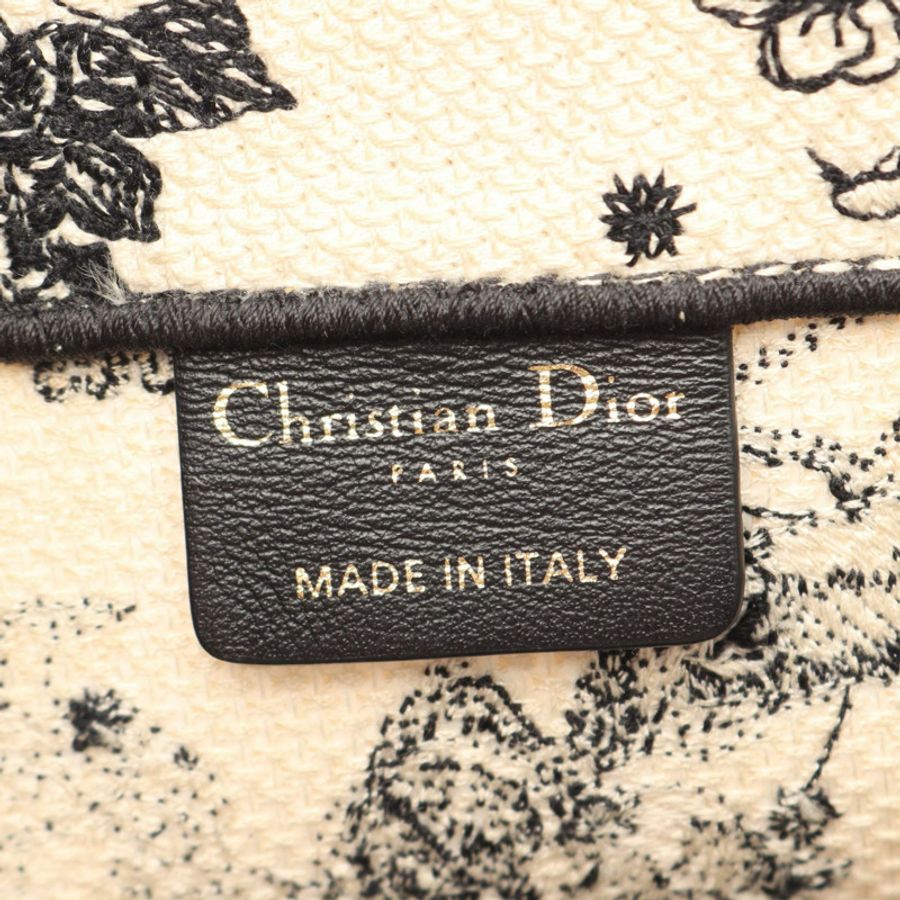 Dior BOOK TOTE 中型十二生肖手提包 帆布 米色 黑色 二手 女士 Logo-3