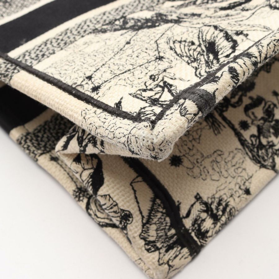 Dior BOOK TOTE 中型十二生肖手提包 帆布 米色 黑色 二手 女士 Logo-9