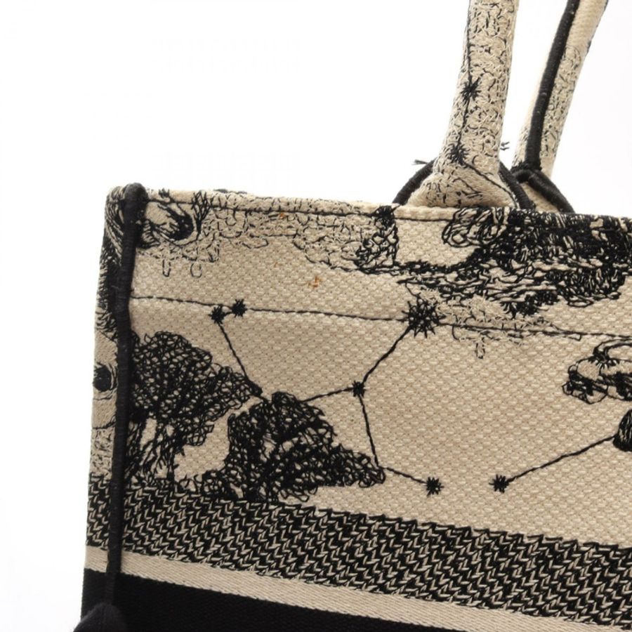 Dior BOOK TOTE 中型十二生肖手提包 帆布 米色 黑色 二手 女士 Logo-10