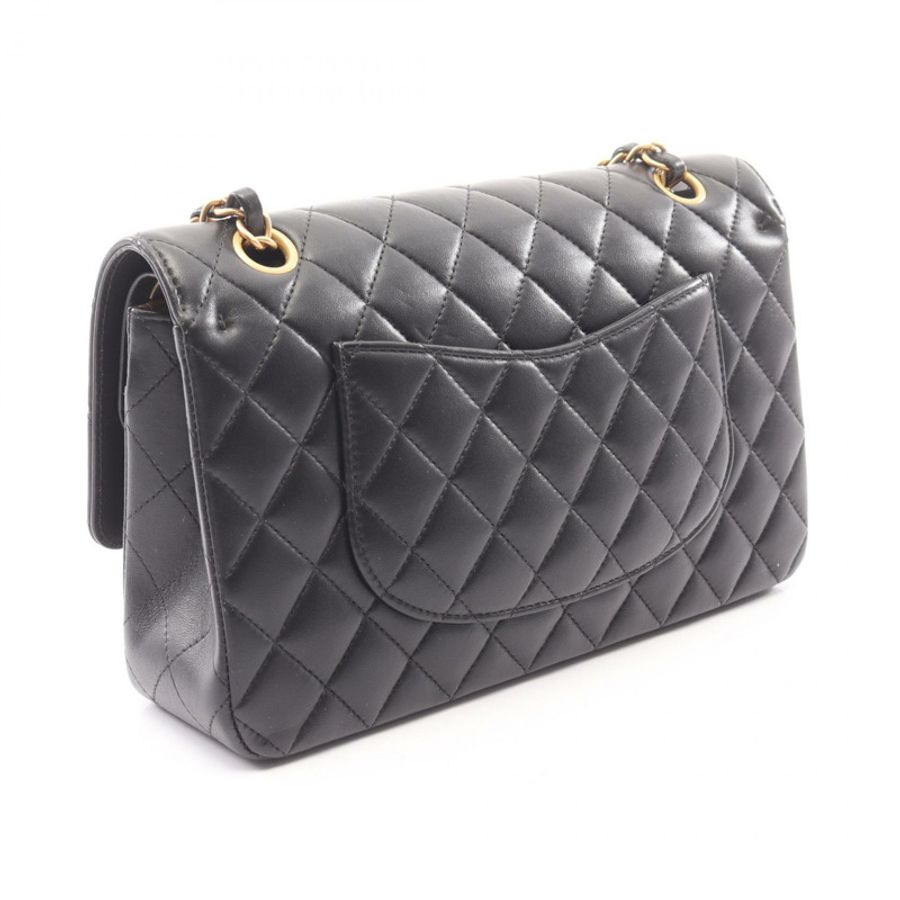 香奈兒 (CHANEL) 絎縫雙蓋 Icon Charm 鏈條肩背包 A01112 皮革 BK GHW-1