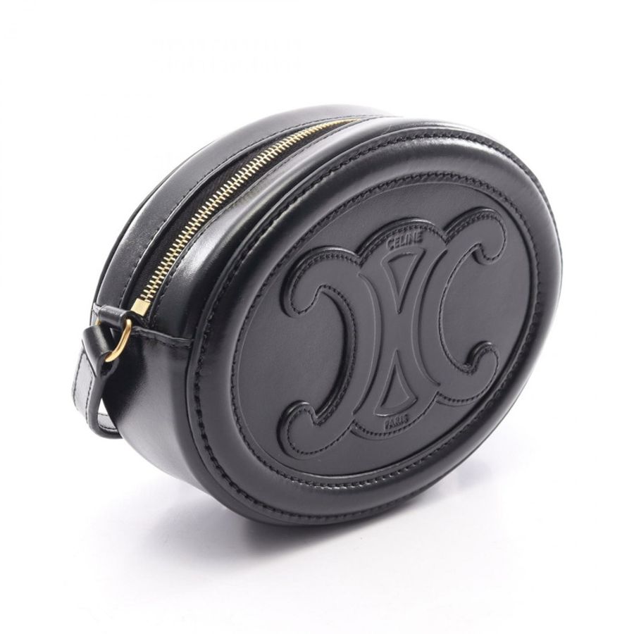 CELINE Triomphe 橢圓形手提包 Cuir 單肩斜背包 10I703DPQ 皮革 BK 二手-1