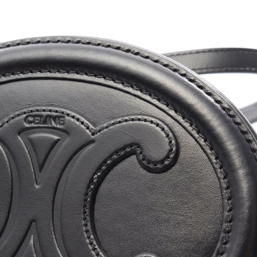 CELINE Triomphe 橢圓形手提包 Cuir 單肩斜背包 10I703DPQ 皮革 BK 二手-7