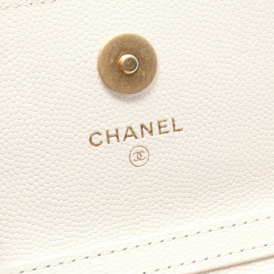 香奈兒 (CHANEL) 絎縫鏈條斜背包 AP2857 小牛皮 白色 金色五金-3