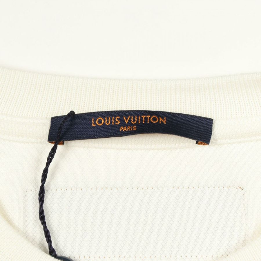 LOUIS VUITTON 巴黎聖母院新橋刺繡 T 卹棉白色 #S 二手男式-2
