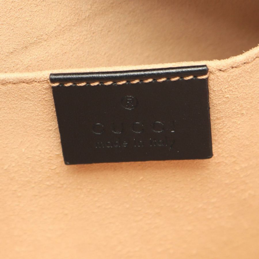 GUCCI GG Marmont 肩背斜背包 447632 黑色皮革 GHW 二手 女士-3