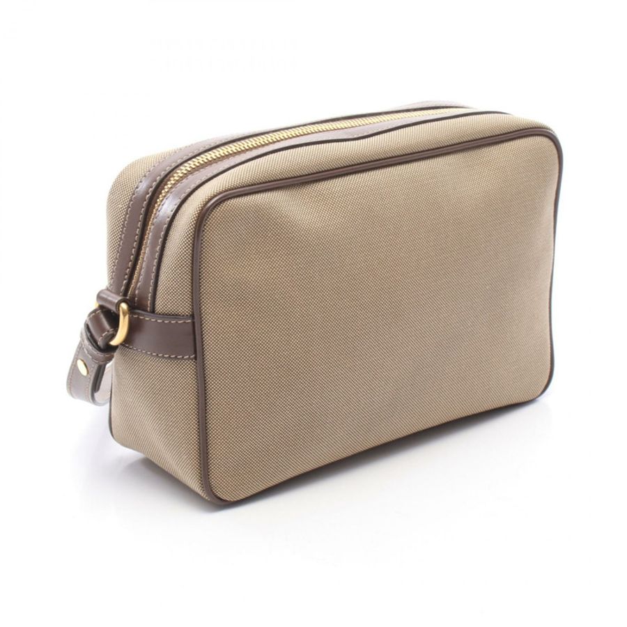 PRADA LOGO JACQUARD 單肩斜背包 1BH089 帆布皮革 灰色棕色 二手-1