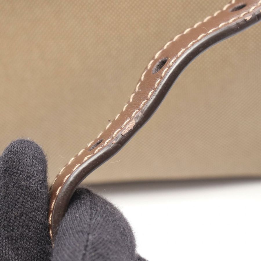 PRADA LOGO JACQUARD 單肩斜背包 1BH089 帆布皮革 灰色棕色 二手-9
