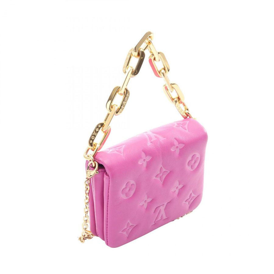 LOUIS VUITTON Coussin 皮帶鏈條斜背包手提包 M81127 皮革 Orchidee LV-1