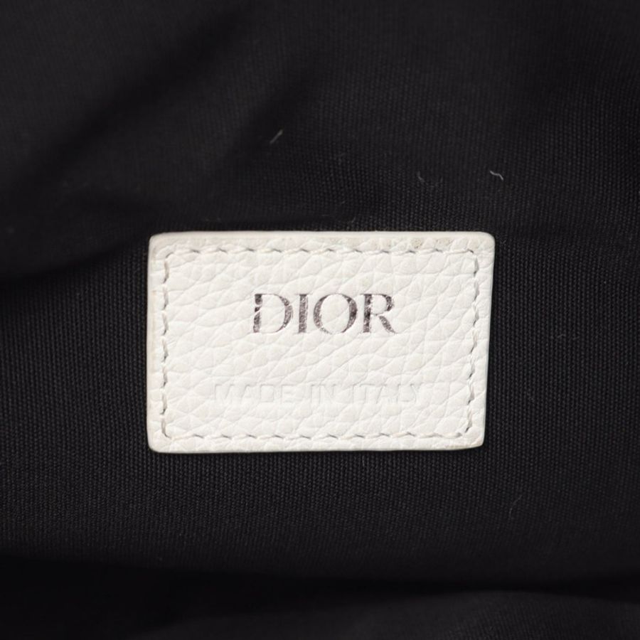 Christian Dior 馬鞍腰帶斜背包,白色真皮,男士二手-3