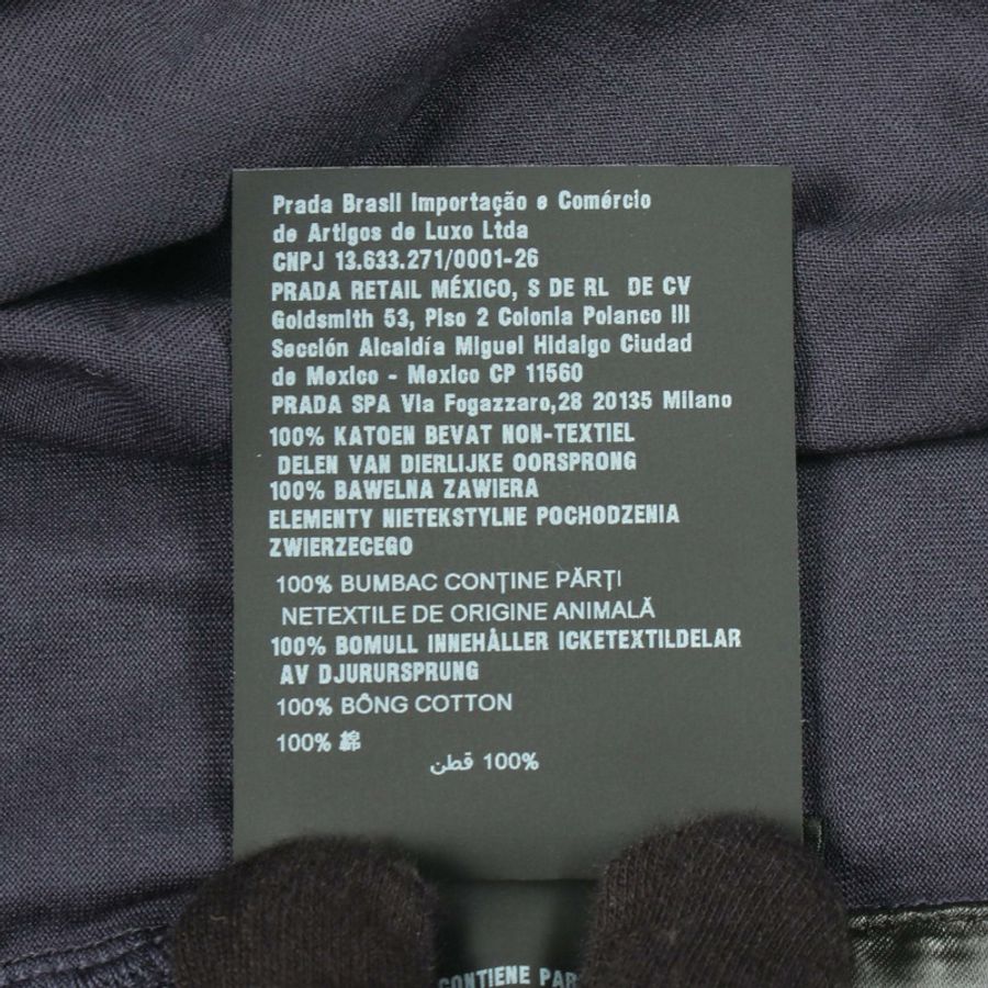 PRADA 三角形標誌長袖襯衫 UJL92A 純棉海軍藍 男款 XL 碼-3
