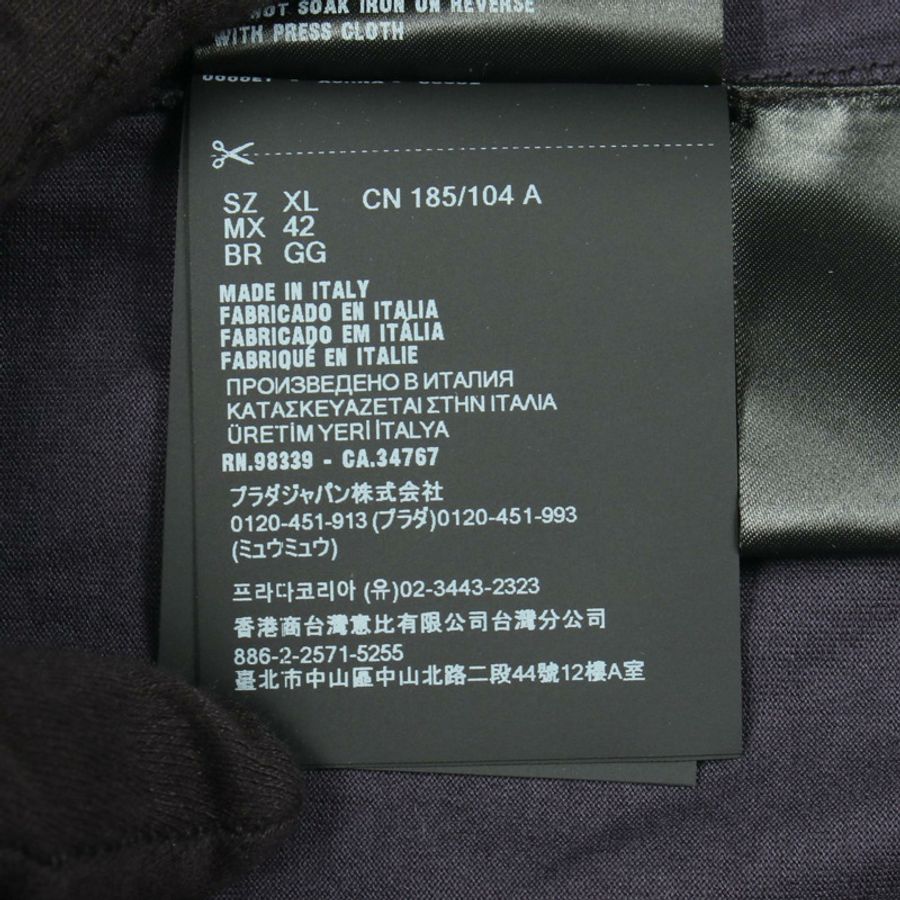PRADA 三角形標誌長袖襯衫 UJL92A 純棉海軍藍 男士 XL 碼-4