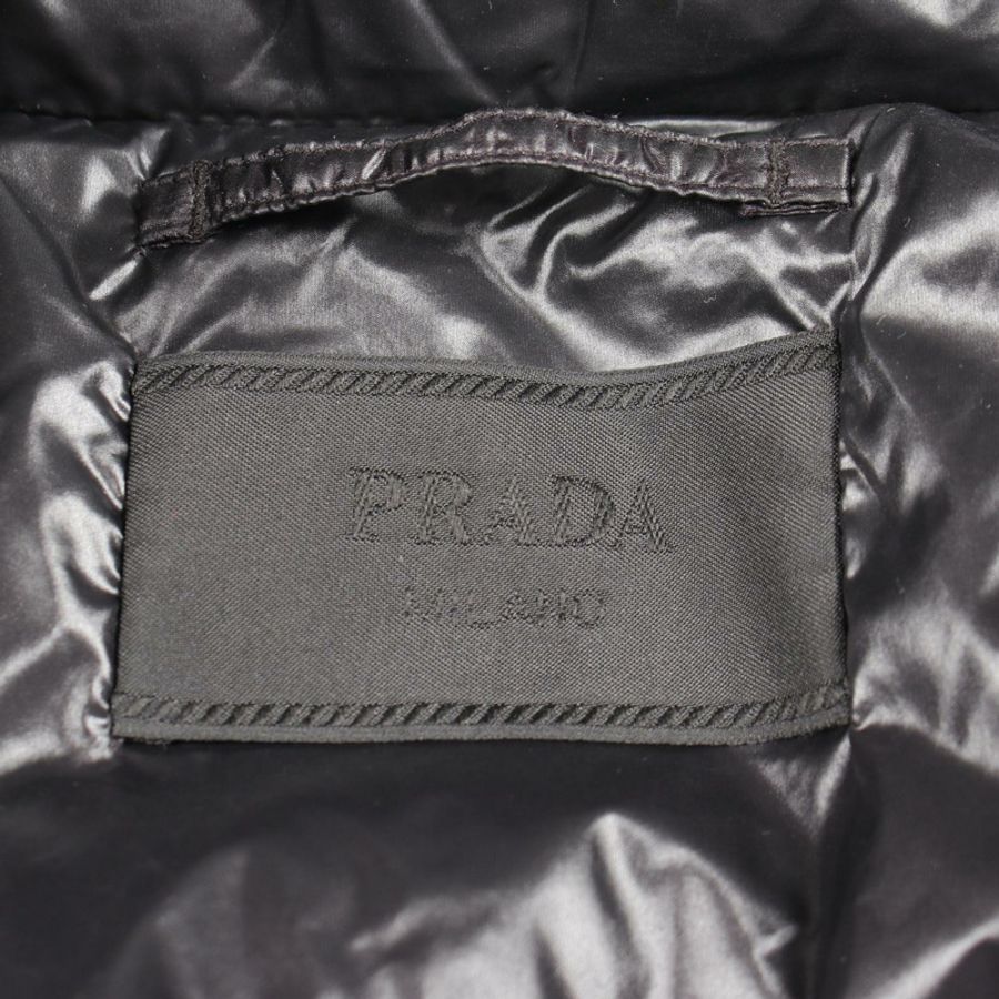 PRADA Logo印花連帽羽絨外套 SGC089 聚醯胺黑色 #S 二手男款-2