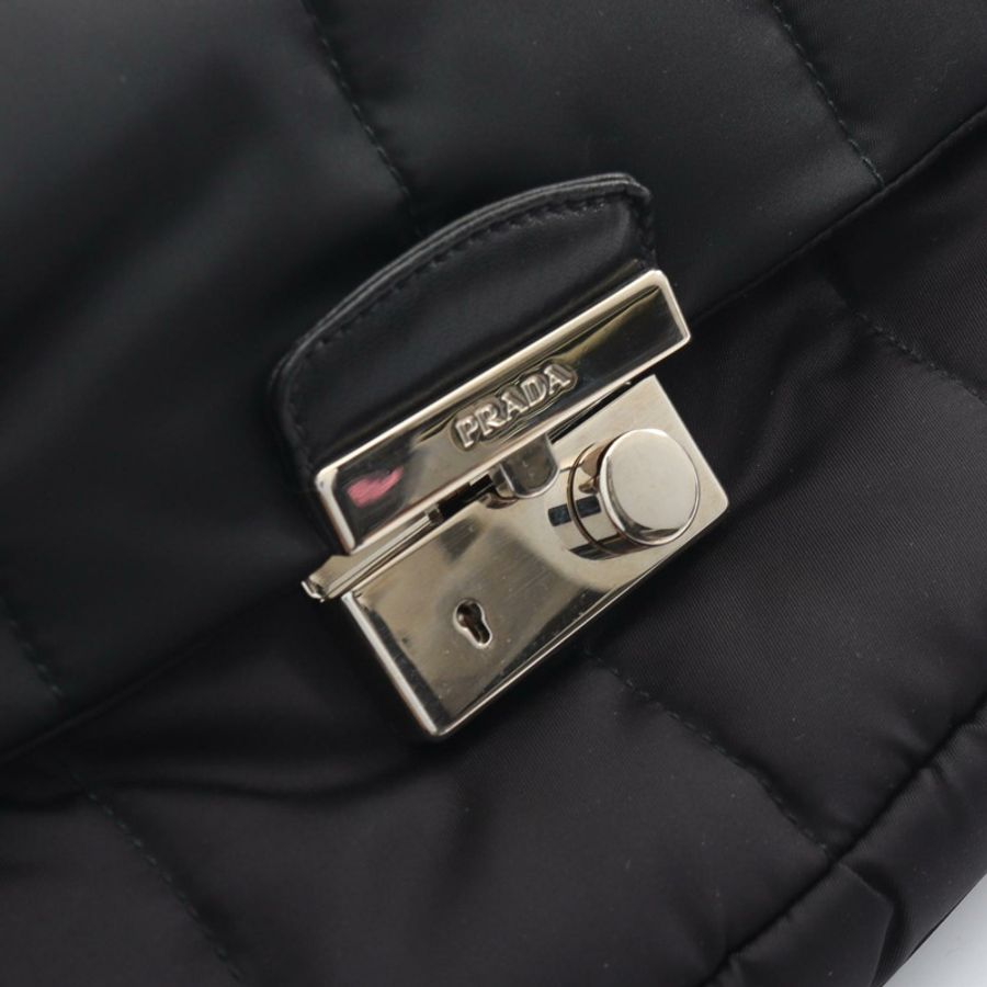 PRADA TESSUTO BOMBER 鏈條單肩手提包 BR5024 尼龍皮革 黑色 二手-7
