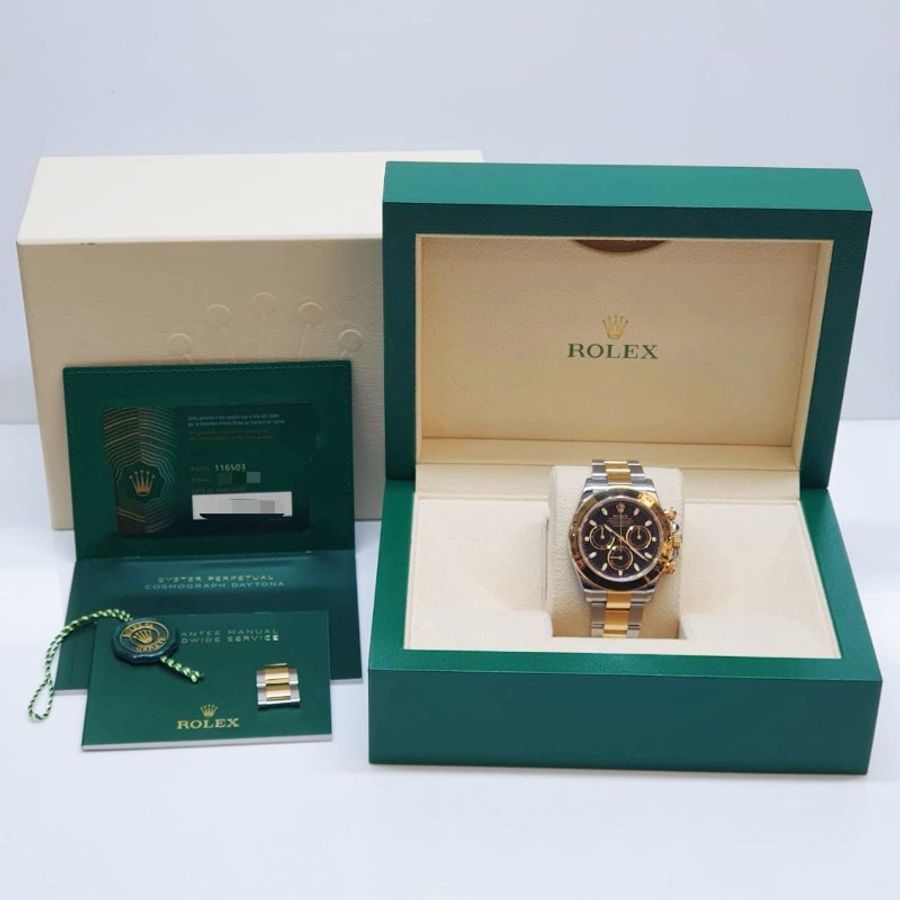 【大眾名錶】ROLEX勞力士116503 Daytona 半金迪通拿 2023/10 三眼計時 黑色面盤 錶徑40mmm 自動上鍊 18K金及不鏽鋼 G353-9