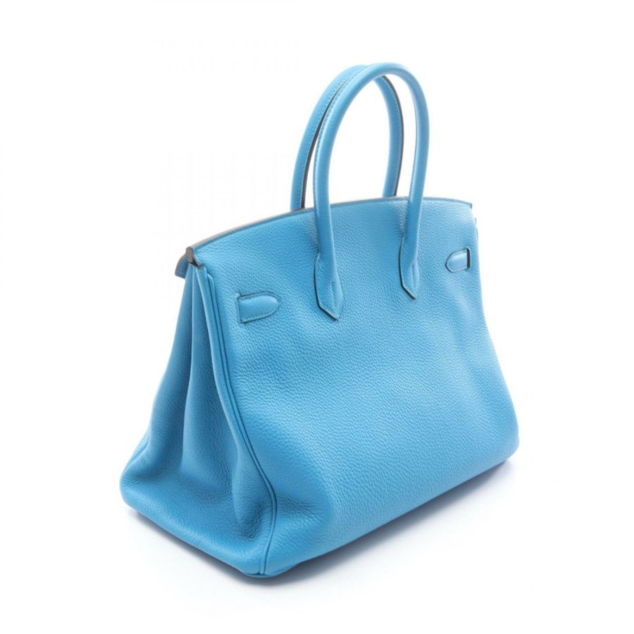 愛馬仕 Birkin 35 手提包 A 071859CK Togo 皮革 藍色桑給巴爾孔雀石色 SHW-1