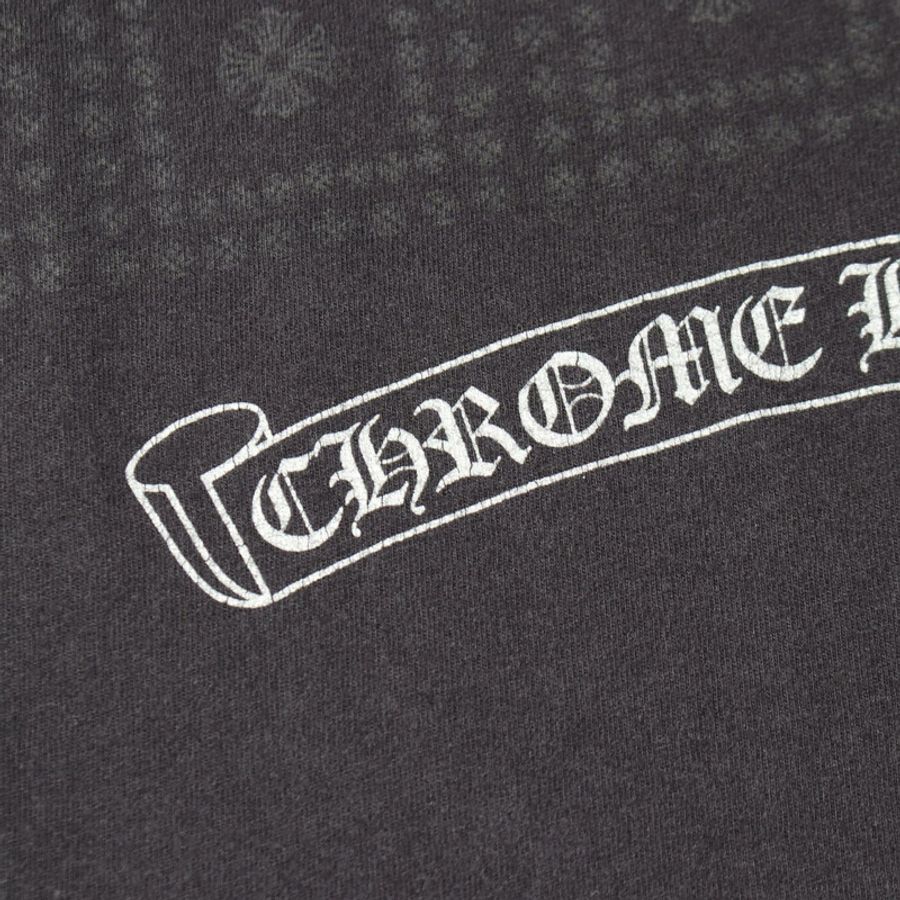 CHROME HEARTS CH Plus 十字印花圓領長袖T卹 純棉 黑色 二手 男款-4